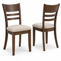 Pack de 2 sillas de comedor de madera maciza de caucho nogal oscuro con asiento tapizado en poliéster beige 45 x 52 x 95 cm
