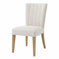 Silla de comedor tapizada de poliéster beige con respaldo acanalado madera maciza de caucho 48 x 58 x 96 cm